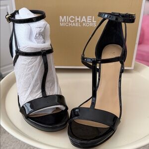 NIB Michael Kors Black Strappy Heels 6.5